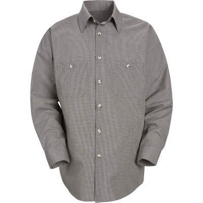Red Kap® Men's Micro-Check Uniform Shirt Long Sleeve Khaki/Black Check Regular-5XL SP10