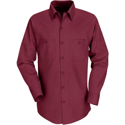 Red Kap® Men's Industrial Work Shirt Long Sleeve Burgundy Regular-M SP14