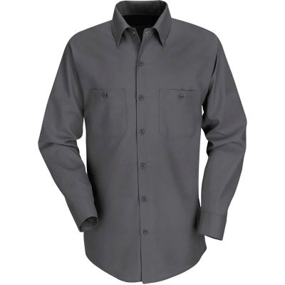 Red Kap® Men's Industrial Work Shirt Long Sleeve Charcoal Regular-L SP14