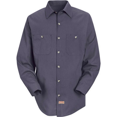 Red Kap® Men's Geometric Micro-Check Work Shirt Blue/Charcoal Microcheck Regular-3XL SP14