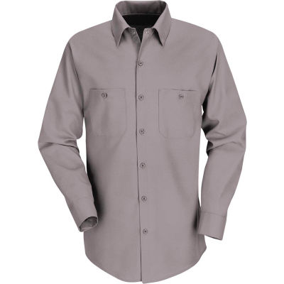 Red Kap® Men's Industrial Work Shirt Long Sleeve Gray Long-2XL SP14