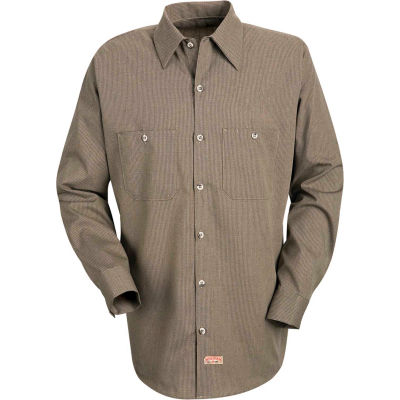 Red Kap® Men's Geometric Micro-Check Work Shirt Khaki/Black Microcheck Regular-S SP14