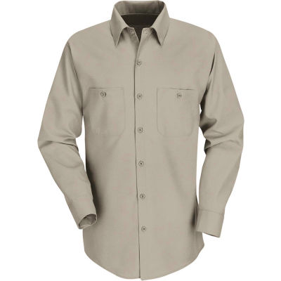 Red Kap® Men's Industrial Work Shirt Long Sleeve Khaki Regular-L SP14 ...