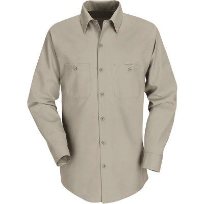 Red Kap® Men's Industrial Work Shirt Long Sleeve Khaki Regular-M SP14