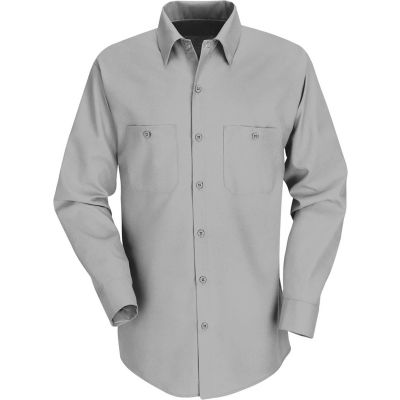 Red Kap® Men's Industrial Work Shirt Long Sleeve Light Gray Long-2XL SP14