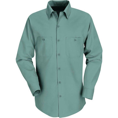 Red Kap® Men's Industrial Work Shirt Long Sleeve Light Green Regular-S SP14