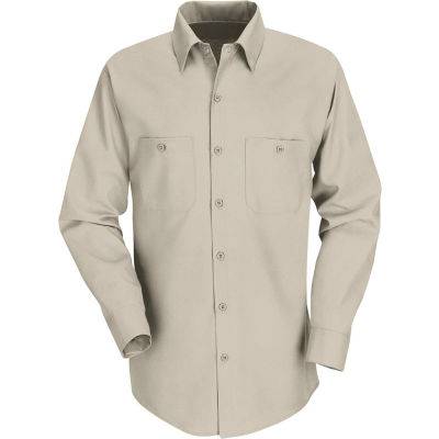 Red Kap® Men's Industrial Work Shirt Long Sleeve Light Tan Long-2XL SP14