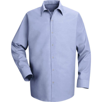 Red Kap® Men's Specialized Pocketless Polyester Work Shirt Long Sleeve Light Blue Reg-3XL SP16