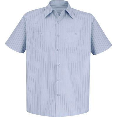 Red Kap® Men's Industrial Stripe Work Shirt Short Sleeve Light Blue/Navy Stripe M SP20