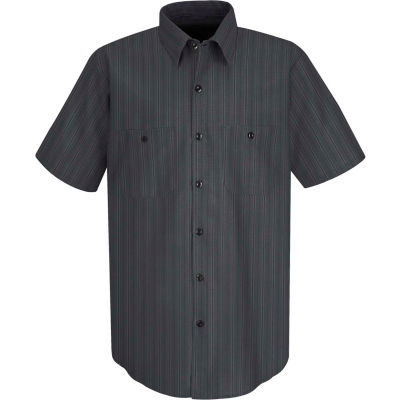 Red Kap® Men's Industrial Stripe Work Shirt Short Sleeve Charcoal Blue/White Stripe L-L SP20