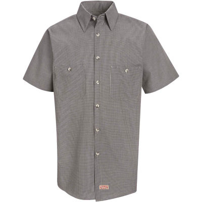 Red Kap® Men's Micro-Check Uniform Shirt Short Sleeve Khaki/Black Check 3XL SP20