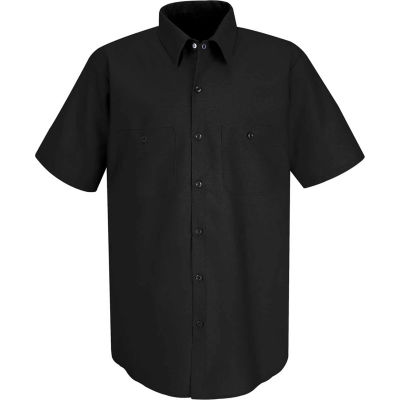 Red Kap® Men's Industrial Work Shirt Short Sleeve Black M SP24