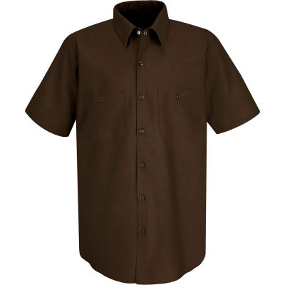 Red Kap® Men's Industrial Work Shirt Short Sleeve Chocolate Brown L SP24