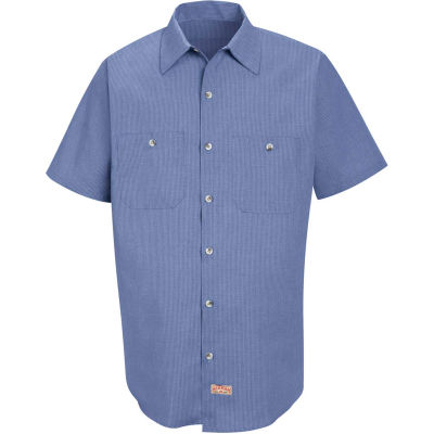 Red Kap® Men's Geometric Micro-Check Work Shirt Denim Blue Microcheck XL SP24-SP24DNSSXL