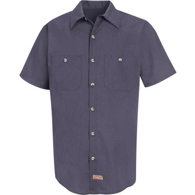 Red Kap® Men's Geometric Micro-Check Work Shirt Blue/Charcoal Microcheck M SP24-SP24GBSSM