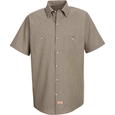Red Kap® Men's Geometric Micro-Check Work Shirt Khaki/Black Microcheck S SP24-SP24KBSSS