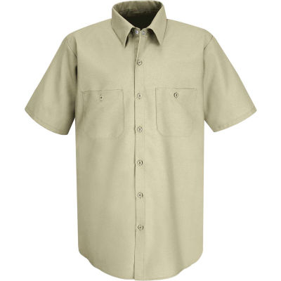 Red Kap® Men's Industrial Work Shirt Short Sleeve Light Tan Long-5XL SP24