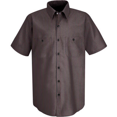 Red Kap® Men's Durastripe Work Shirt Charcoal/Red Twin Stripe L SP24-SP24RCSSL