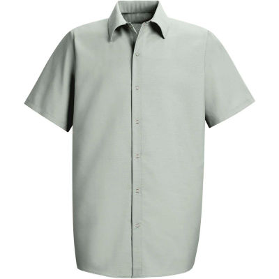 Red Kap® Men's Specialized Pocketless Polyester Work Shirt Short Sleeve Light Gray L SP26