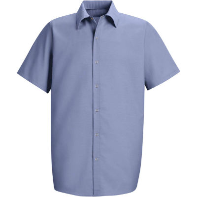 Red Kap® Men's Specialized Pocketless Polyester Work Shirt Short Sleeve Light Blue 6XL SP26