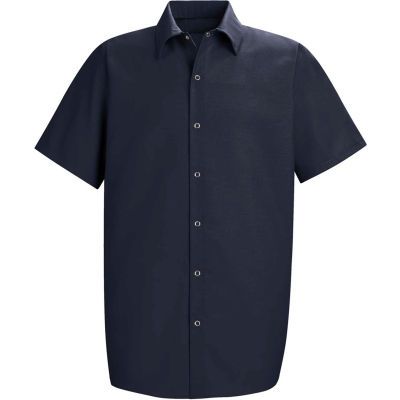 Red Kap® Men's Specialized Pocketless Polyester Work Shirt Short Sleeve Navy XL SP26