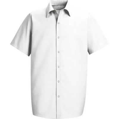 Red Kap® Men's Specialized Pocketless Polyester Work Shirt Short Sleeve White Long-4XL SP26