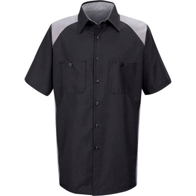 Red Kap® Men's Motorsports Shirt Short Sleeve Long-XL Silver/Black SP28