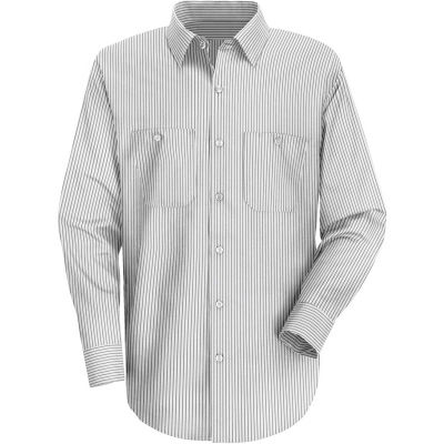 Red Kap® Men's Striped Dress Uniform Shirt Long Sleeve White/Charcoal Stripe Long-L SP50