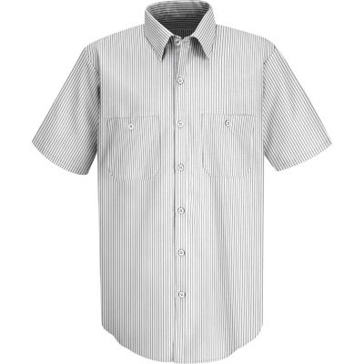 Red Kap® Men's Striped Dress Uniform Shirt Short Sleeve White/Charcoal Stripe M SP60
