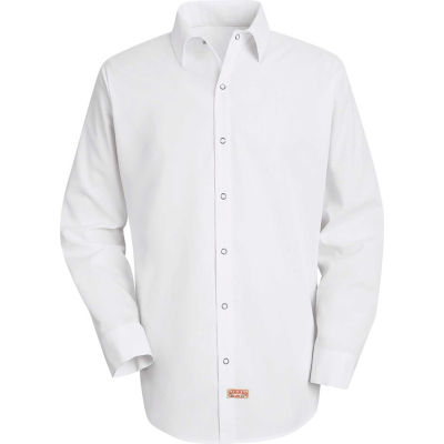 Red Kap® Men's Specialized Pocketless Polyester Work Shirt Long Sleeve White Long-XL SS16