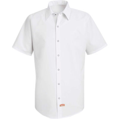 Red Kap® Men's Specialized Pocketless Polyester Work Shirt Short Sleeve White 3XL SS26
