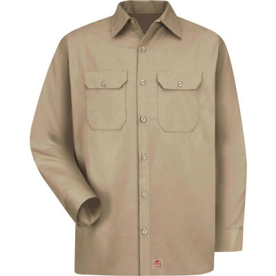 Red Kap® Men's Utility Uniform Shirt Long Sleeve Khaki Regular-M ST52