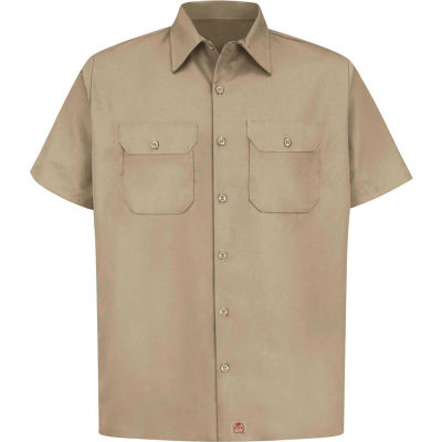 Red Kap® Men's Utility Uniform Shirt Short Sleeve Khaki 4XL ST62