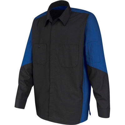 Red Kap® Men's Crew Shirt Long Sleeve Regular-L Charcoal/Royal Blue SY10