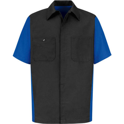 Red Kap® Men's Crew Shirt Short Sleeve M Charcoal/Royal Blue SY20