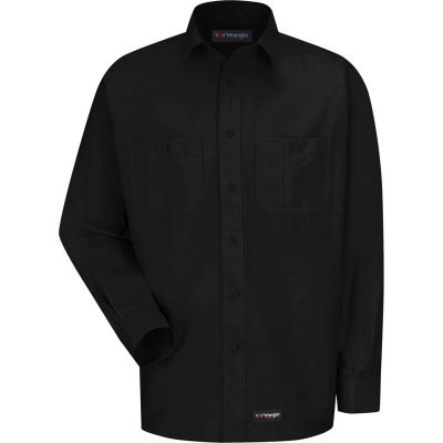 Wrangler® Men's Canvas Long Sleeve Work Shirt Black Regular-4XL-WS10BKRG4XL