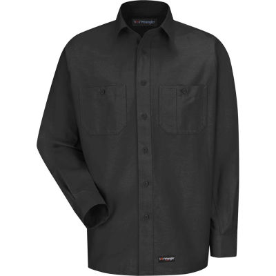 Wrangler® Men's Canvas Long Sleeve Work Shirt Charcoal Regular-XL-WS10CHRGXL