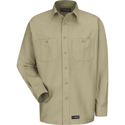 Wrangler® Men's Canvas Long Sleeve Work Shirt Khaki Regular-2XL-WS10KHRGXXL