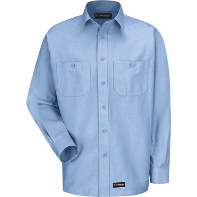 Wrangler® Men's Canvas Long Sleeve Work Shirt Light Blue Regular-S-WS10LBRGS