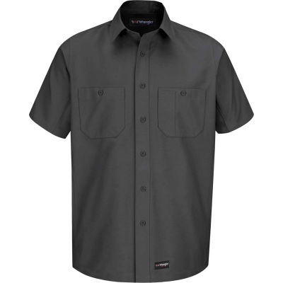 Wrangler® Men's Canvas Short Sleeve Work Shirt Charcoal XL-WS20CHSSXL