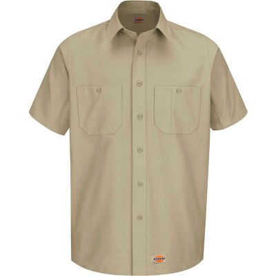 Wrangler® Men's Canvas Short Sleeve Work Shirt Khaki M-WS20KHSSM
