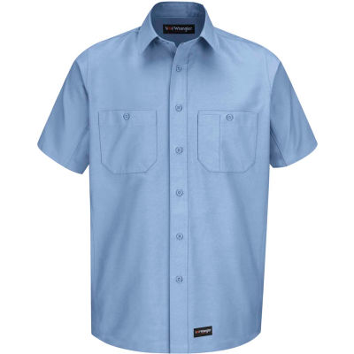 Wrangler® Men's Canvas Short Sleeve Work Shirt Light Blue XL-WS20LBSSXL ...