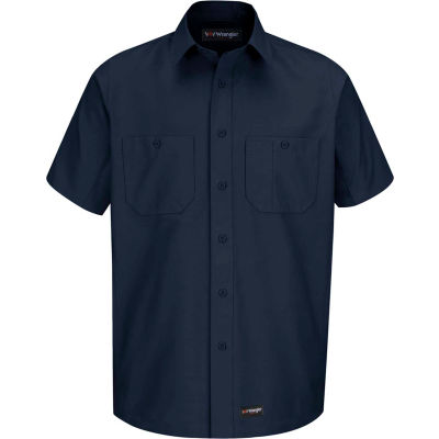 Wrangler® Men's Canvas Short Sleeve Work Shirt Navy Long-XL-WS20NVSSLXXL