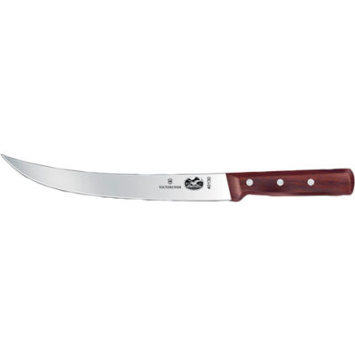 10", Curved Blade, Rosewood Handle, Butcher Knife