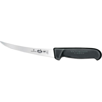 Victorinox 6 Boning Knife, Curved Blade, Flexible, Black Fibrox Handle 40517