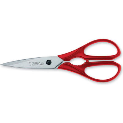 Utility Shear, 4" with Bottle Opener, Red Polyproylene Handle