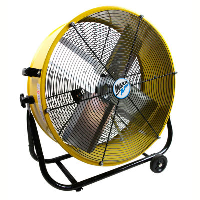 MaxxAir™ 24" Tilt Heavy Duty Roll-Around Tilt Portable Barrel Fan BF24TFYEL 4000 CFM