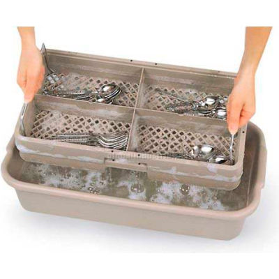Vollrath® Traex 4 Compartment W/ Handles & Half Tub, 1303, Beige, 24-1/2" X 13-3/8" X 5-1/4"