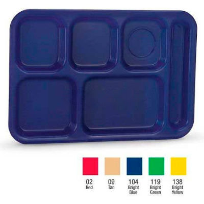 Vollrath® Traex Polypropylene School Compartment Trays, 2015-02, Right Hand Tray, Red - Pkg Qty 24