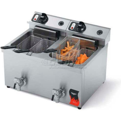 Vollrath, Cayenne Dual Countertop 15 Lb. Medium Duty Electric Fryers, 40710, W/ Drain, 2 X 15 Lb.